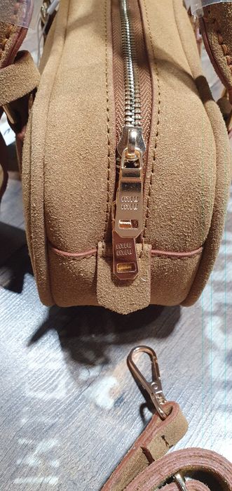 Cudowna karmelowa torebka zamsz do teki na ramię listoniszka elegancka