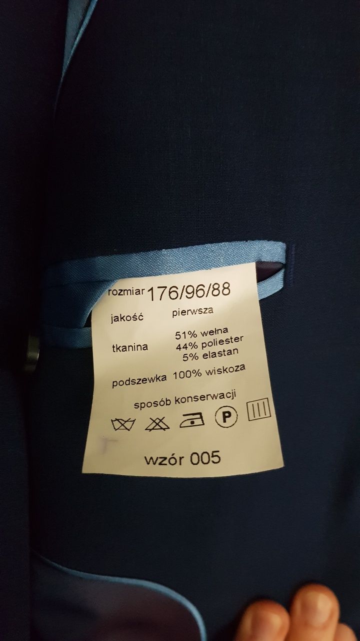 Garnitur męski Garanti granatowy rozmiar 176/96/88 stan idealny