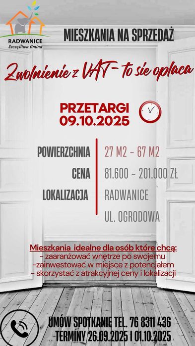 Lokale mieszkalne na sprzedaż w Radwanicach