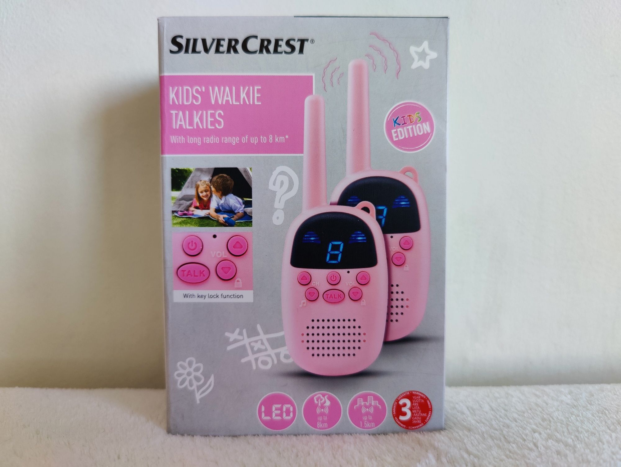 Nowe krótkofalówki dla dzieci różowe Silver Crest walkie talkies