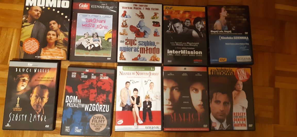 Filmy DVD biegnij lola, 6ty zmysl, Mumio i inne 10 szt