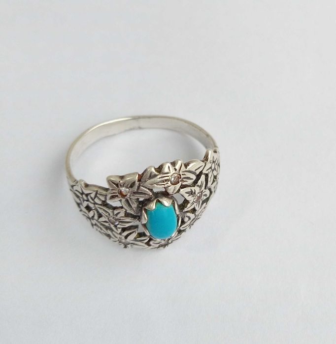 Перстень кольцо з каменем бірюза. Срібло 925 проба. Розмір 19,5