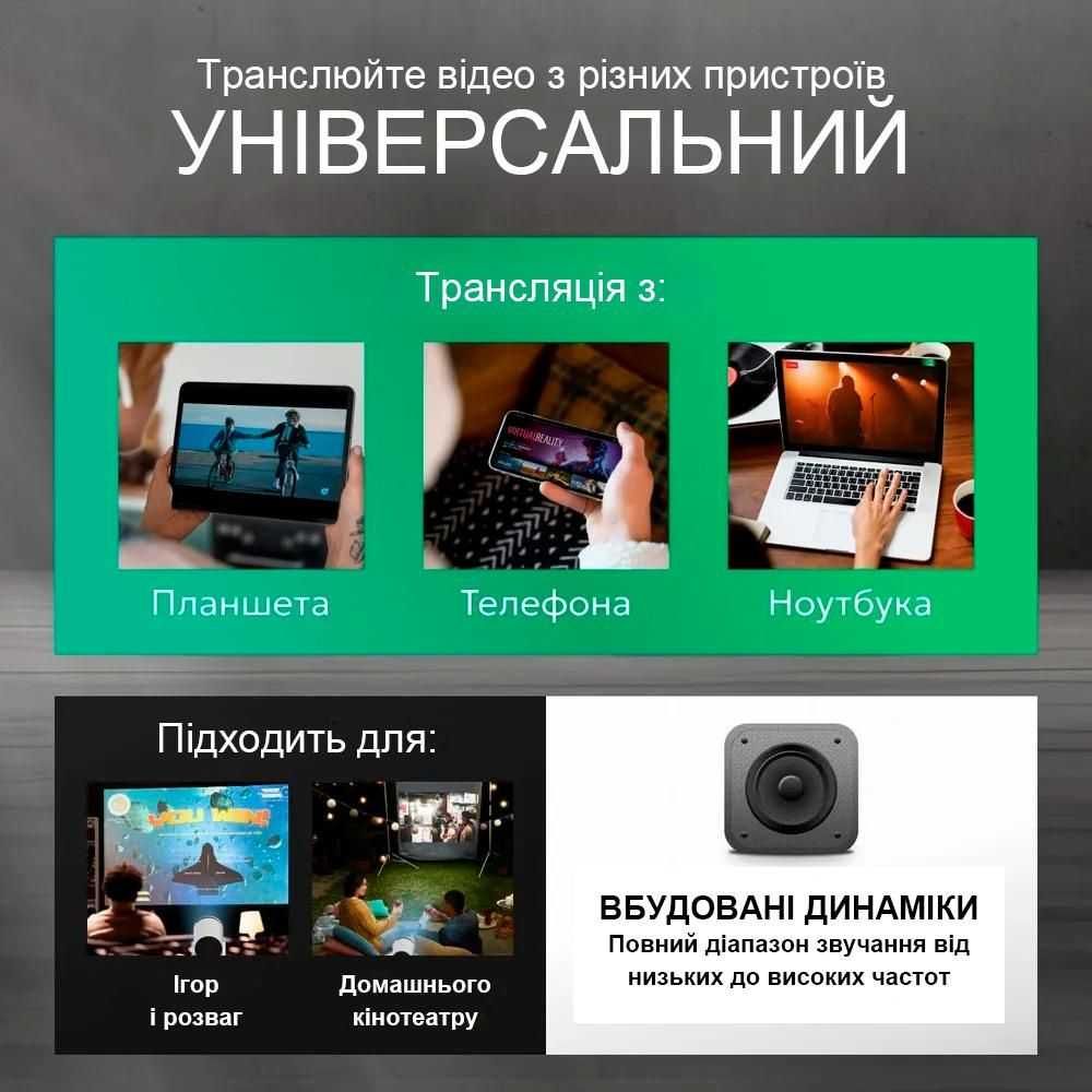 Проектор домашній кінотеатр Android 11 UltraHD 4K WI-FI Bluetooth HDMI