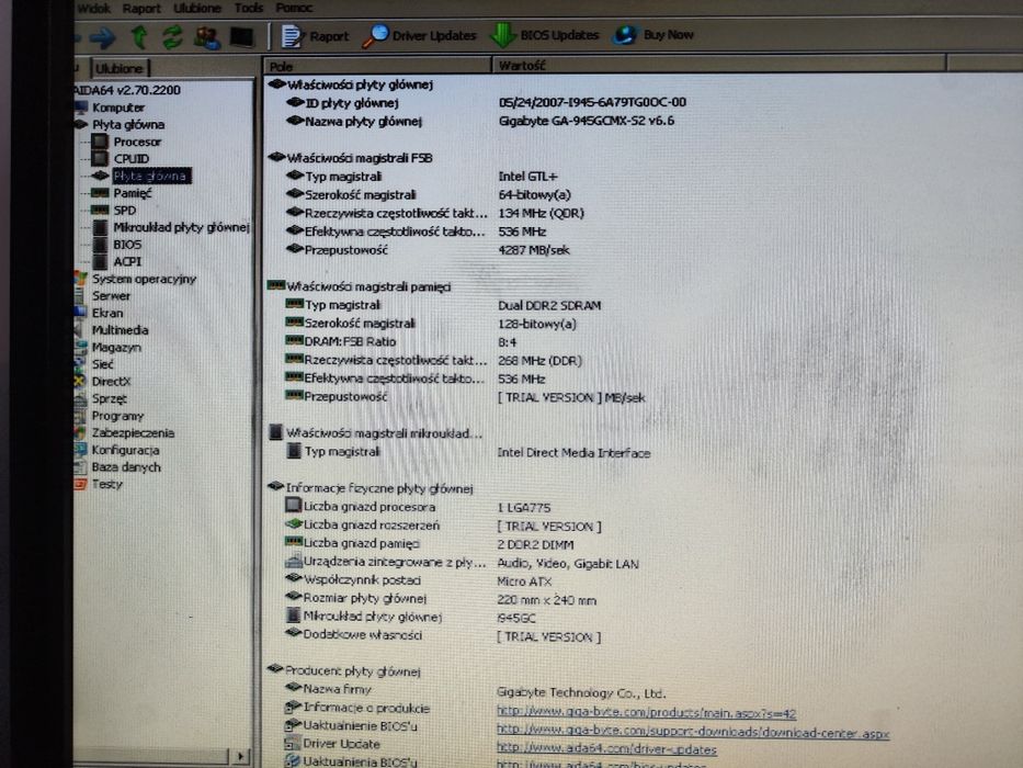 GIGABYTE FSB1066 GA-945GCMX-S2 procesorem i Ram