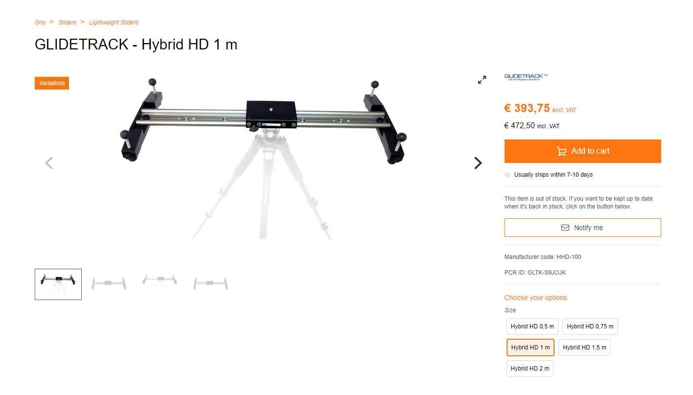 Профессиональный слайдер Glidetrack HD Hybrid | 1 метр
