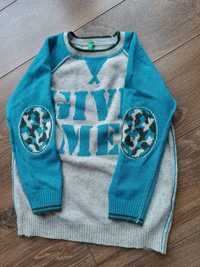 Sweterek szaro niebieski chłopiec Benetton 5 lat