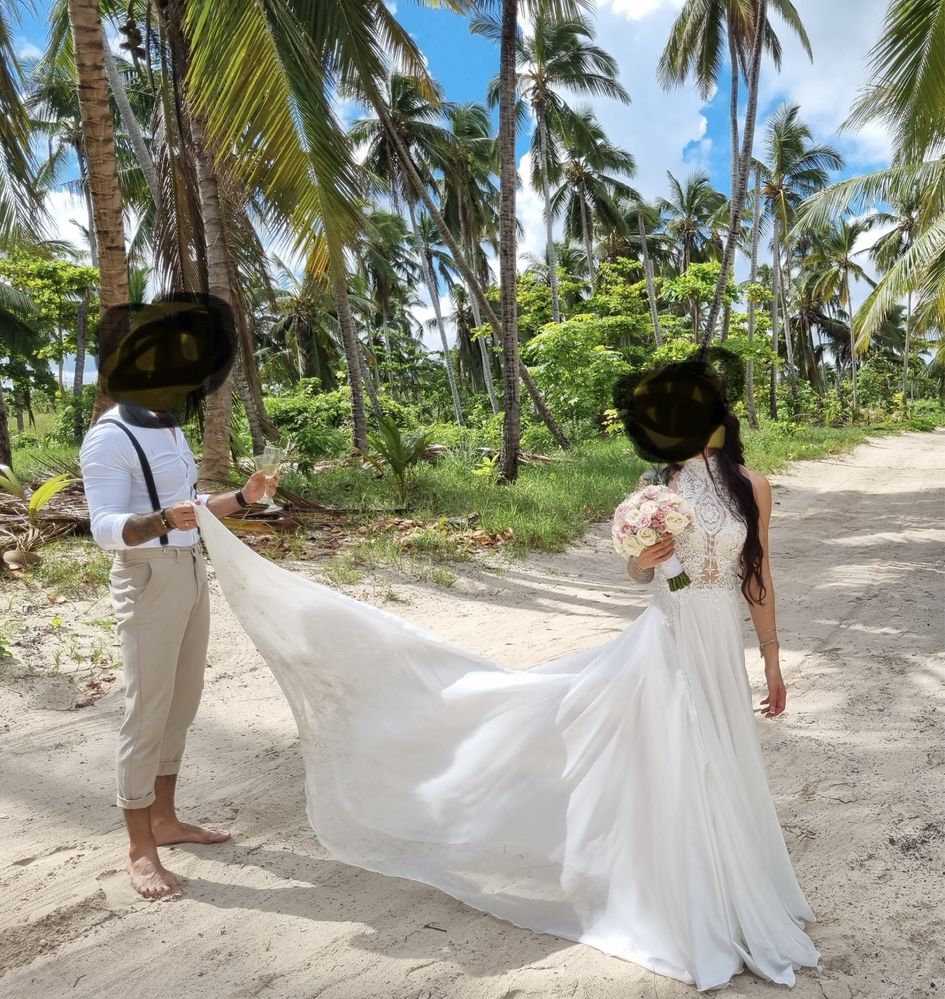 Suknia Ślubna w stylu BOHO zwiewna, na plażę, gołe plecy