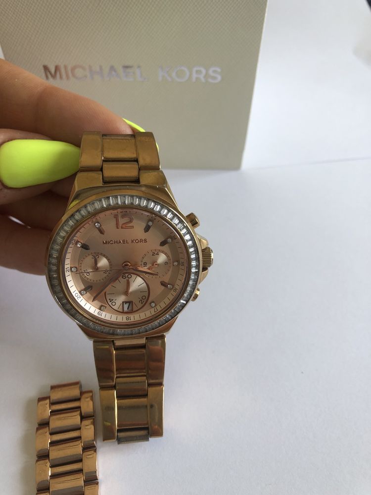 oryginalny zegarek Michael Kors złoty duża tarcza MK cyrkonie