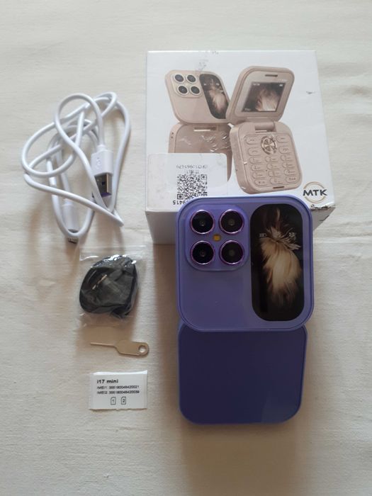 Телефон міні і17 фліп GSM 2 SIM SERVO purple