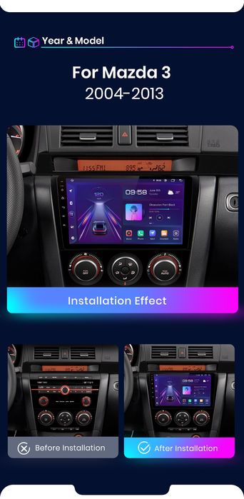 Rádio Mazda 3 2004 a 2009 Carplay Android GPS wifi Bluetooth 2/32GB