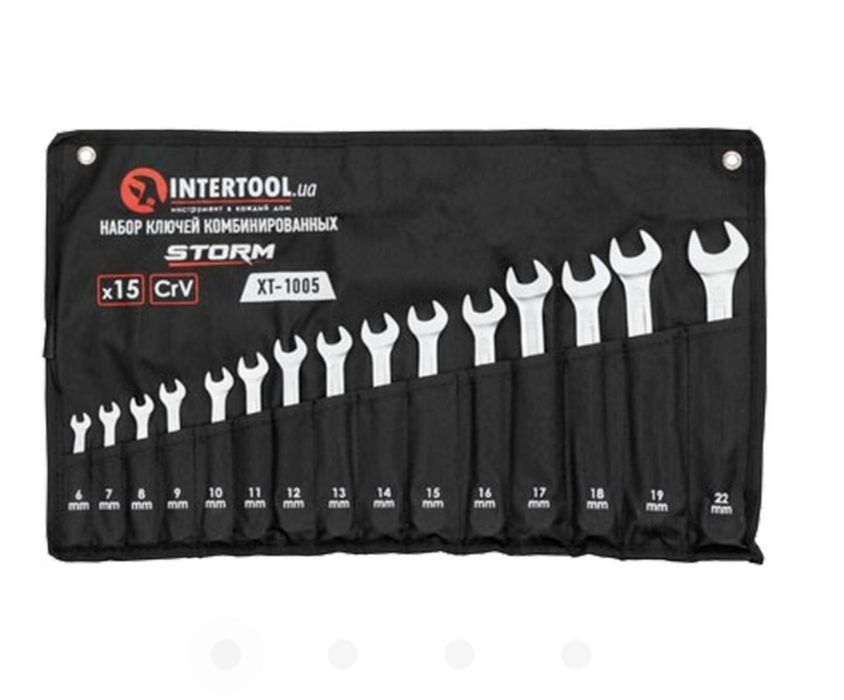 Набір рожково-накидних ключів Intertool - 15 шт. (6-22 мм) Storm XT-10
