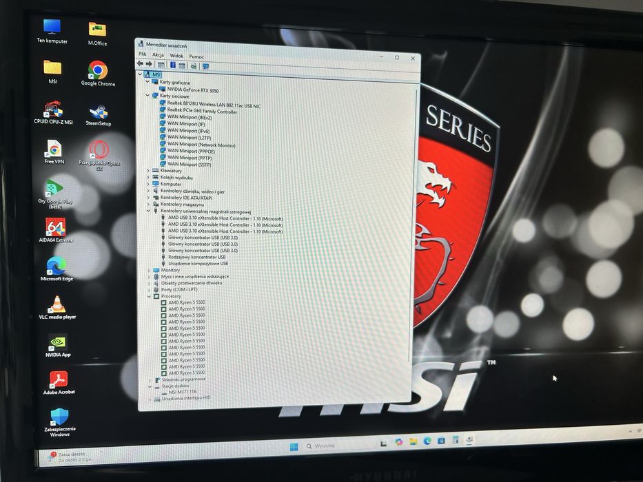 Komputer Gamingowy: 1TB SSD/16GB DDR4/Ryzen 5 5500-3,5GHz/W.11/RTX 8GB