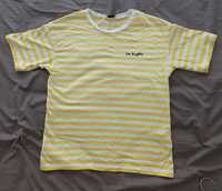 T-shirt algodão riscas amarelas e brancas