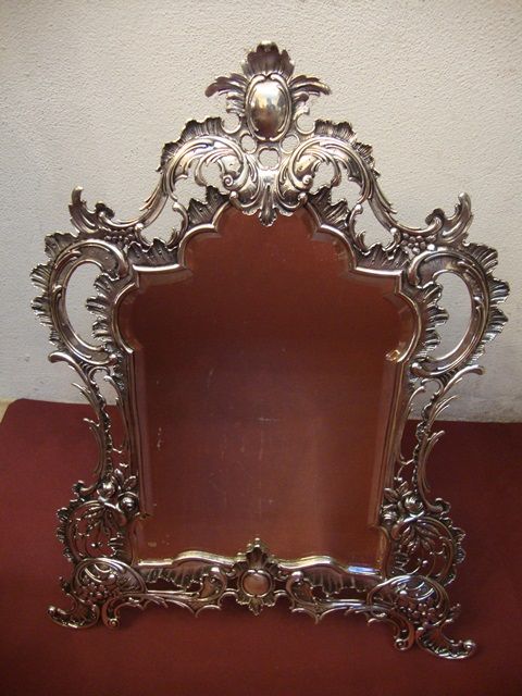Espelho de mesa antigo em prata