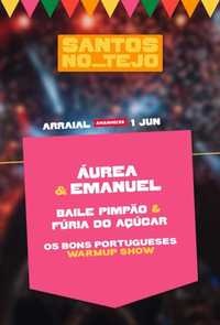 Conjunto de 5 bilhetes "Santos no Tejo" (dia 1/Jun - Áurea e Emanuel)