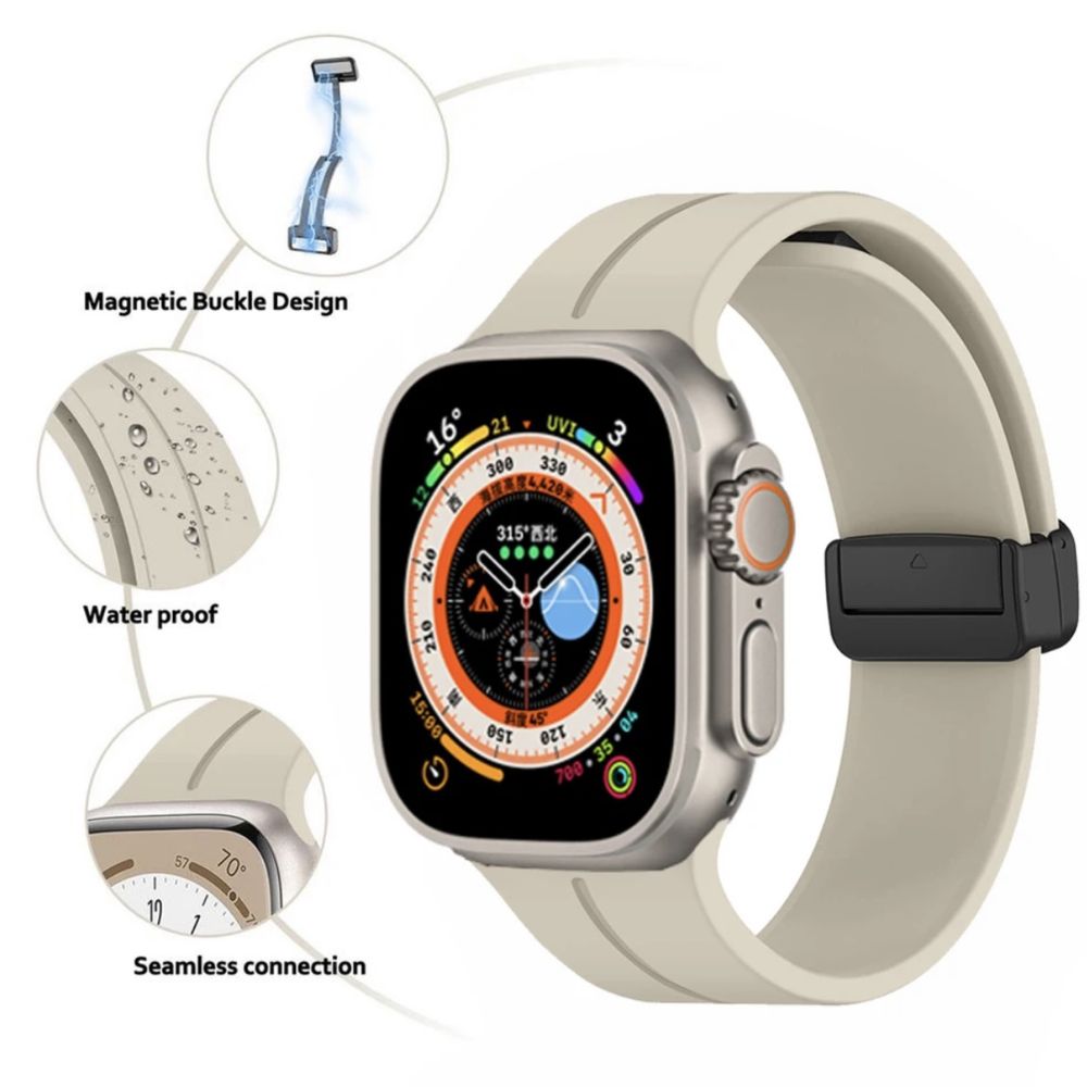 Pasek Magnetyczny Apple Watch 42/44/45/49mm Kremowy Nowość Bestseler