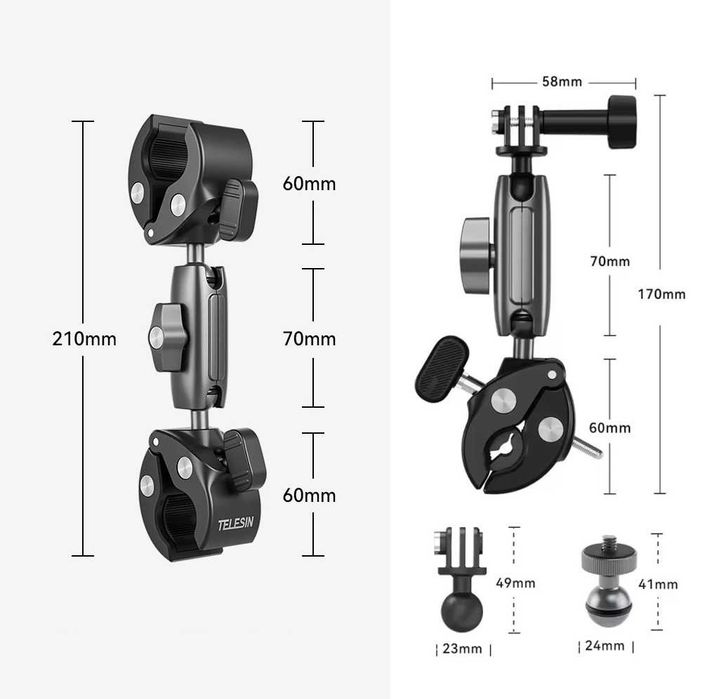 Якісне кріплення Telesin тримач зажим для монопода Insta 360 GoPro DJI