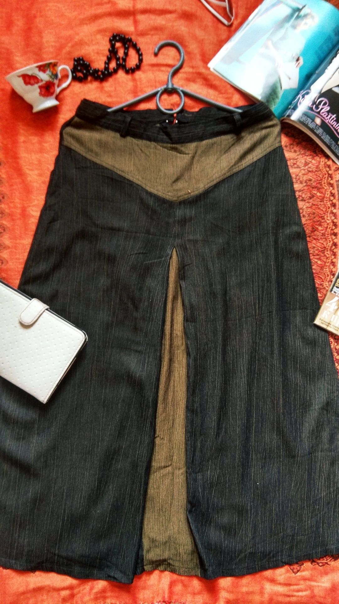 Оригинальная лёгкая летняя юбка древесного цвета