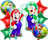 Zestaw balony foliowe Super Mario Luigi zestaw 8 szt.