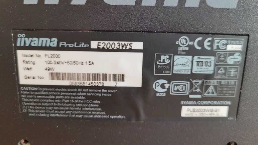 Monitor iiyama ProLite E2003WS