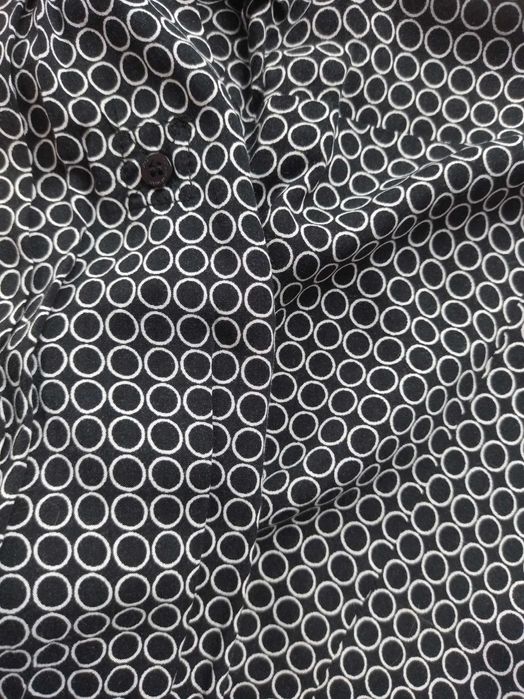 Koszula damska, czarno-biała, kółka, op-art, Tatuum, 40