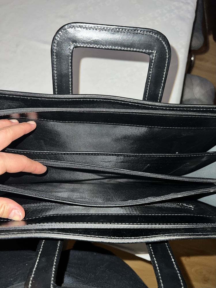 Aktówka męska na dokumenty czarna teczka nowa na laptopa eko skóra