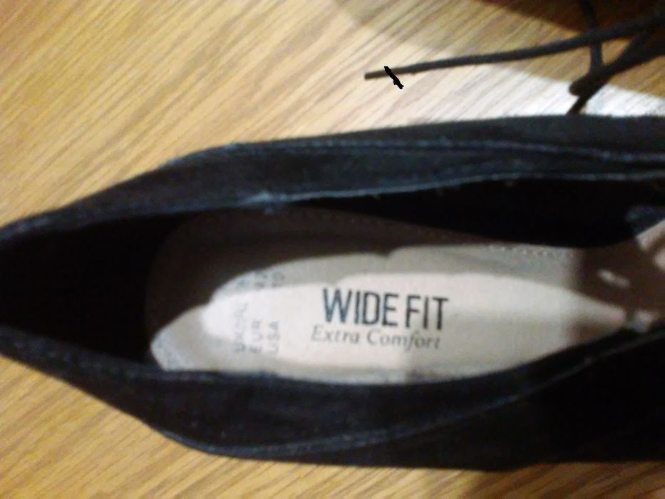 buty szpilki Wide Fit- NOWE, stabilne; wkładka 26,5cm