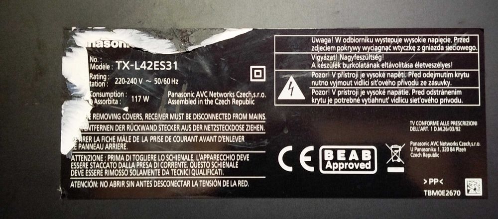 Телевізор Panasonic Viera TX-L42ES31