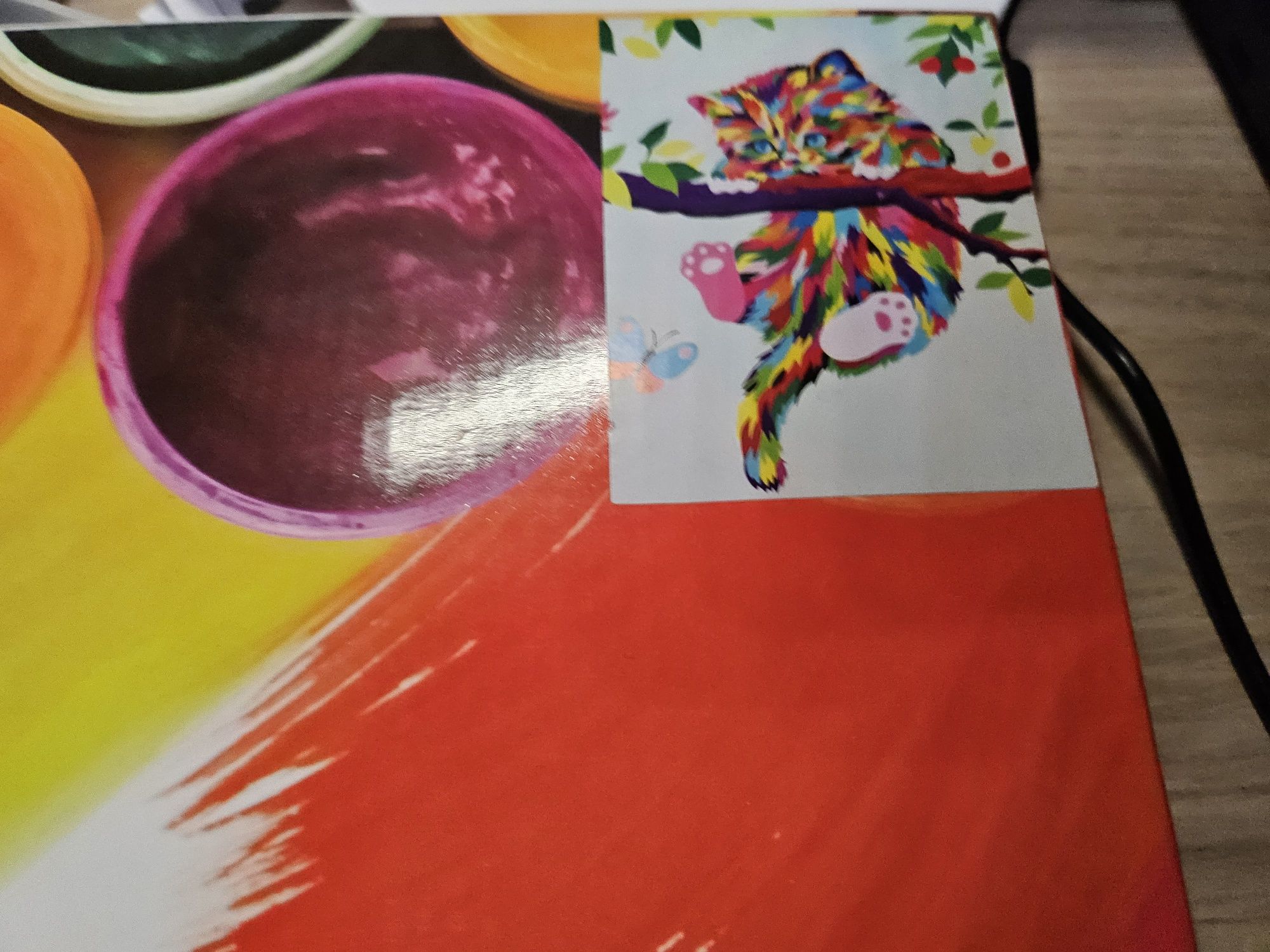Płótno malarskie ze szkicem numerowane farby kot