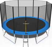 Solidna trampolina ogrodowa 404cm z dużej jakości siatką i drabinką
