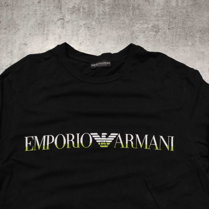 MĘSKA PREMIUM Koszulka Długi Rękaw Bluzka Czarna Emporio Armani Logo