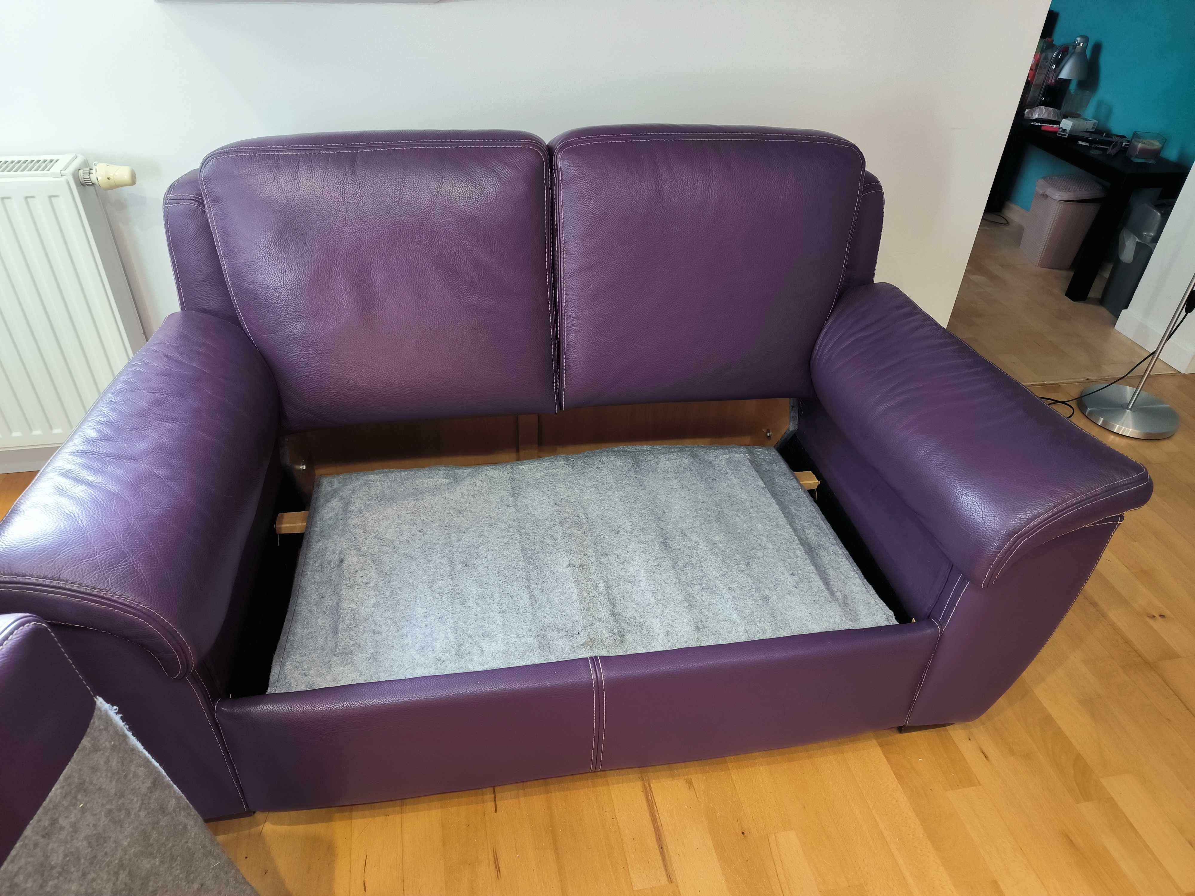 Sofa skórzana fioletowa