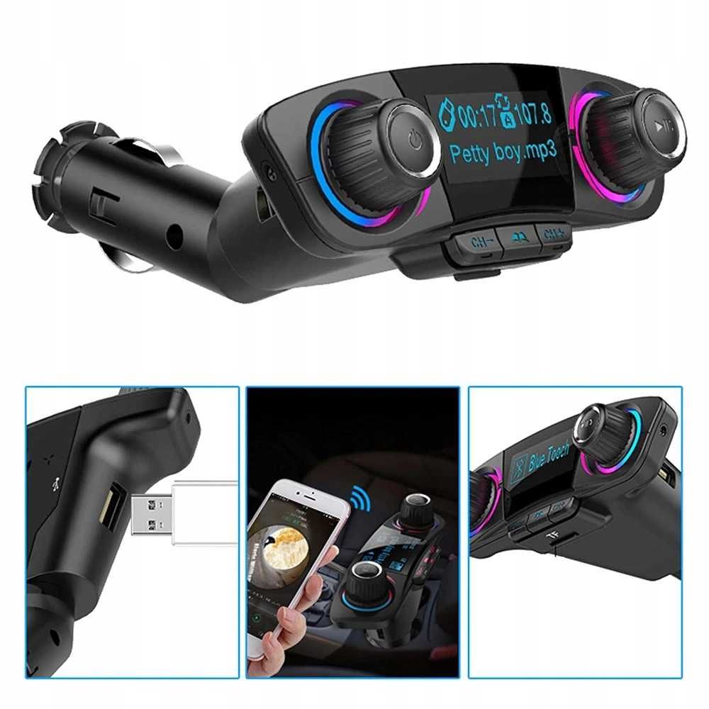 transmiter fm bluetooth 5.0 usb wielofunkcyjny 8w1 zestaw głośnomówiąc