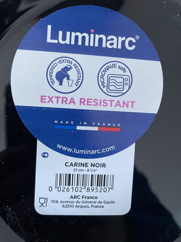 Talerze Luminarc czarne Nowe