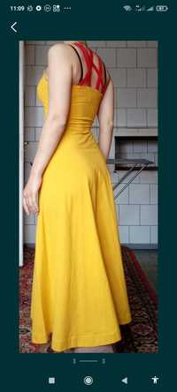 Платье сарафан жёлтый