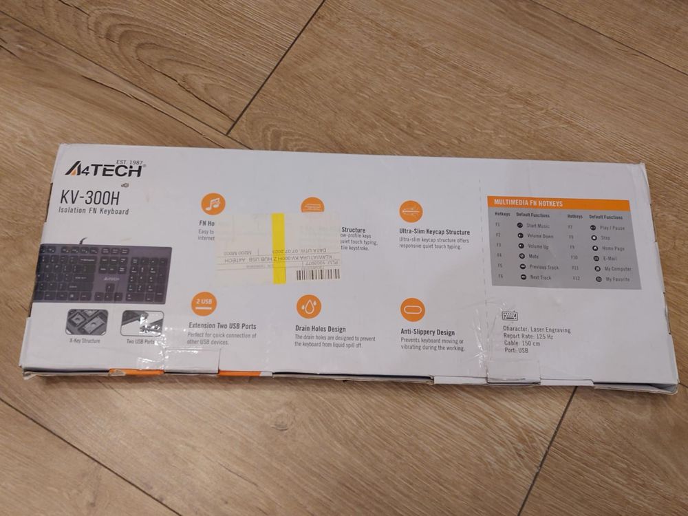 Klawiatura przewodowa A4Tech KV-300H z 2 portami USB szaro-czarny
