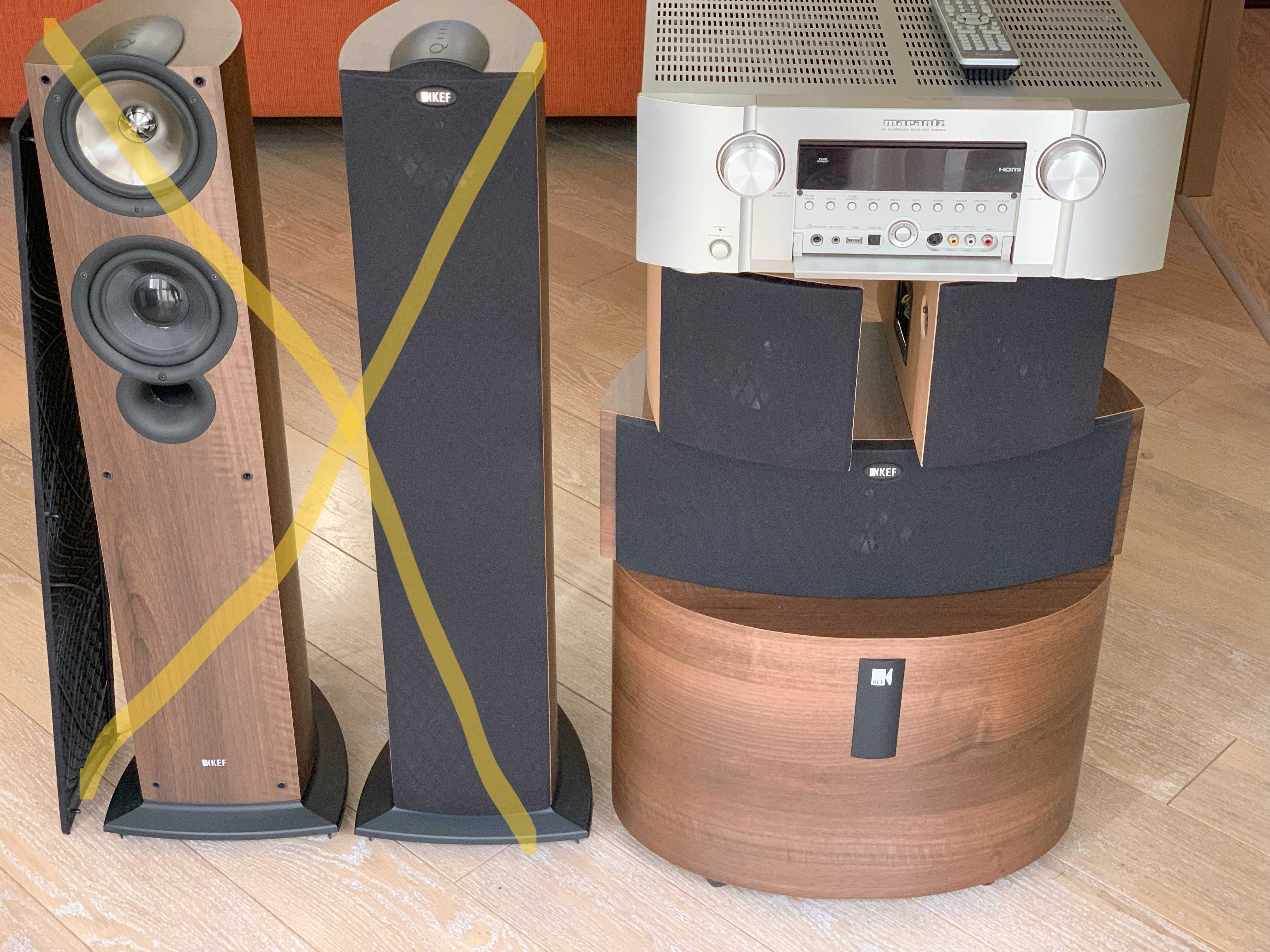 Домашний кинотеатр: акустика Kef iQ60c PSW2500, ресивер Marantz SR6003