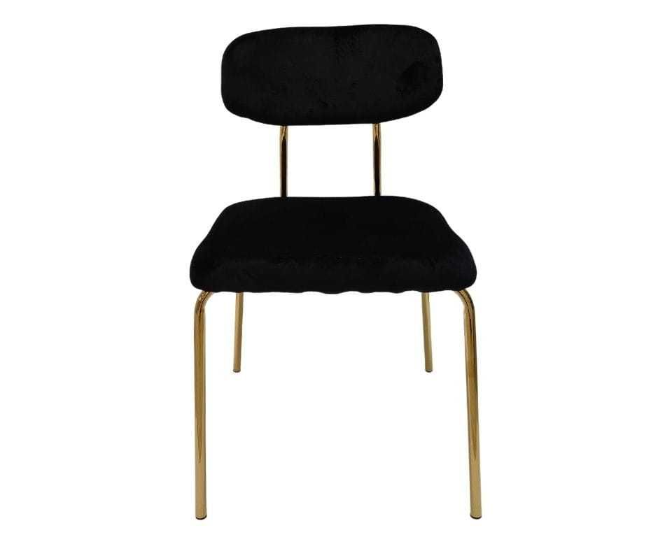 Krzesło welurowe czarne na złotych nogach Libre