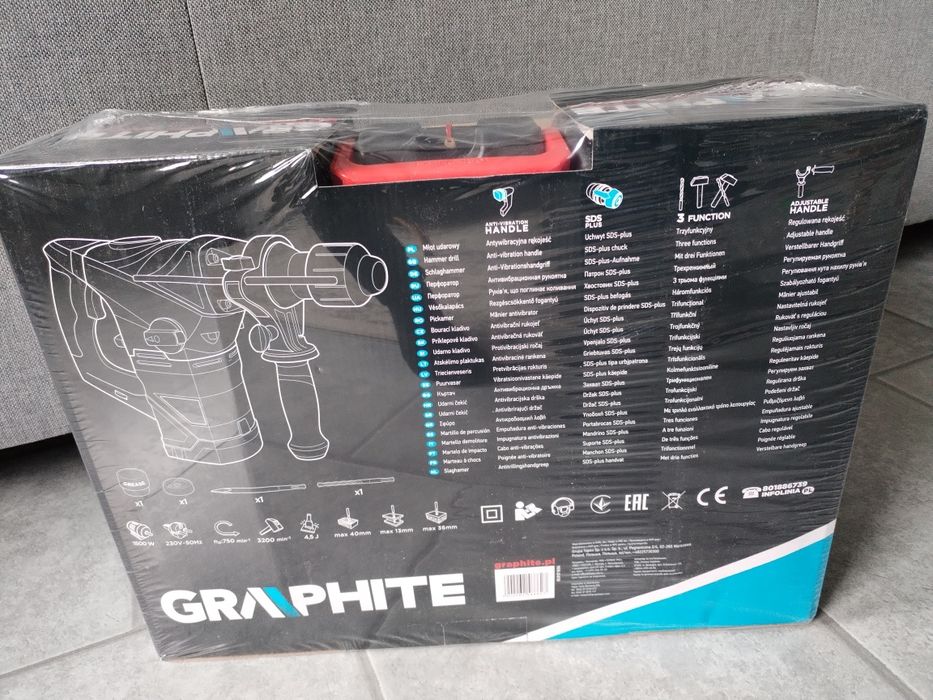 Młot udarowy SDS+ 1500W, walizka 58G862 Graphite