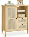 Szafka BOHO VASAGLE 90x80cm Komoda Rattan RTV Konsola Kredens Natural