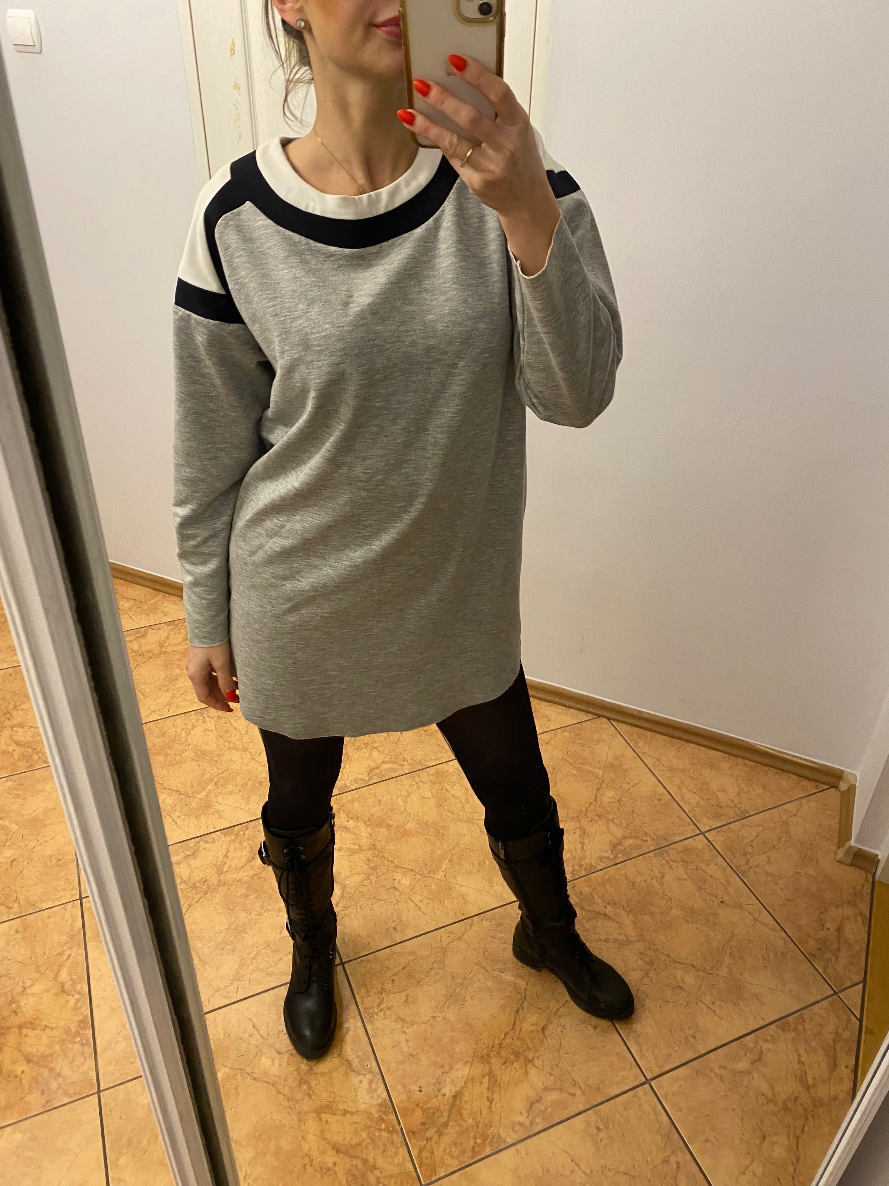 Zara basic sukienka oversize dresowa dres bawełna 36 S 38 M