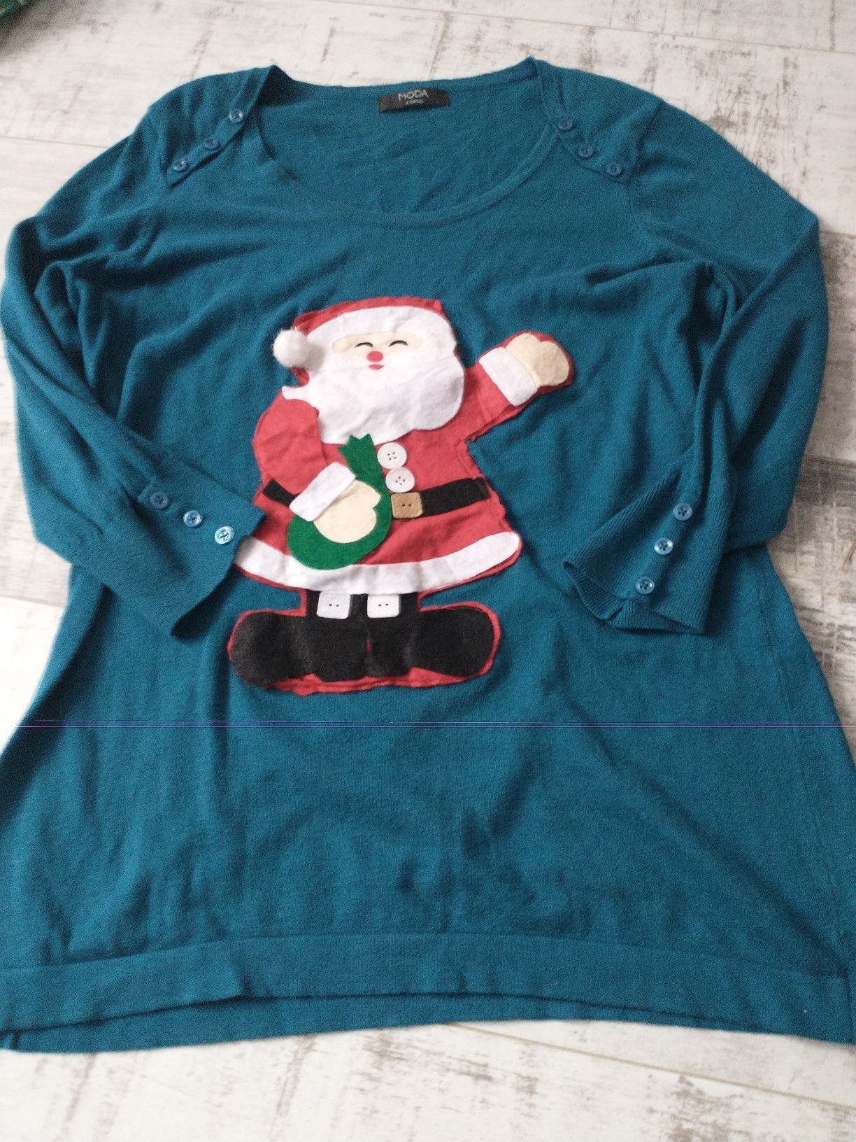 Bawełniany kaszmirowy sweterek bluzka święta Mikołaj