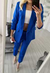 Chabrowy niebieski garnitur damski na komunie xxl