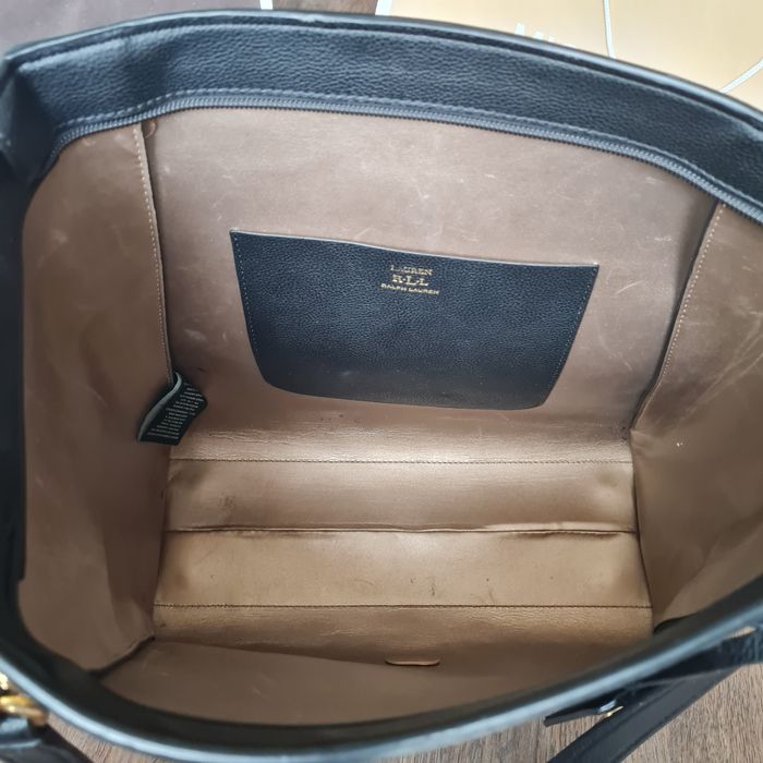Ralph Lauren torebka RLL torba czarna na zakupy shopper ze złotym