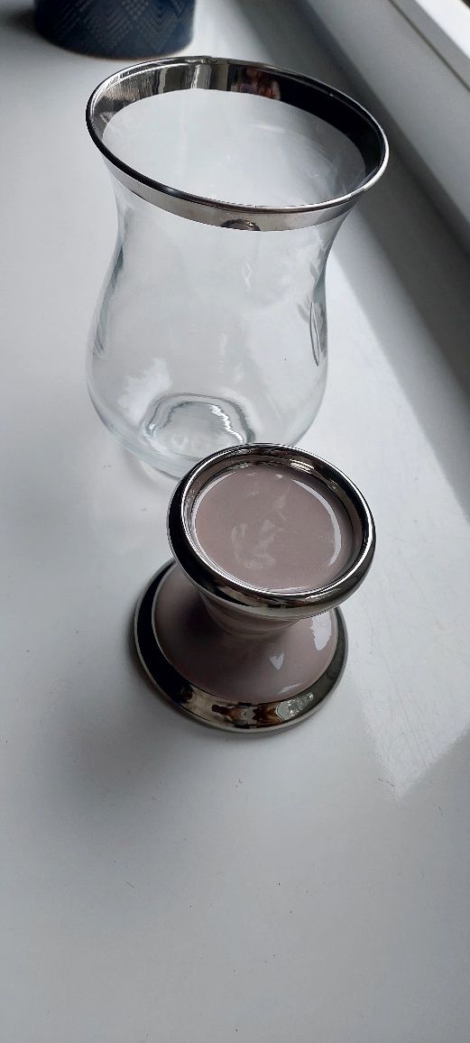 Kielich, świecznik ceramiczny na stopce cappuccino