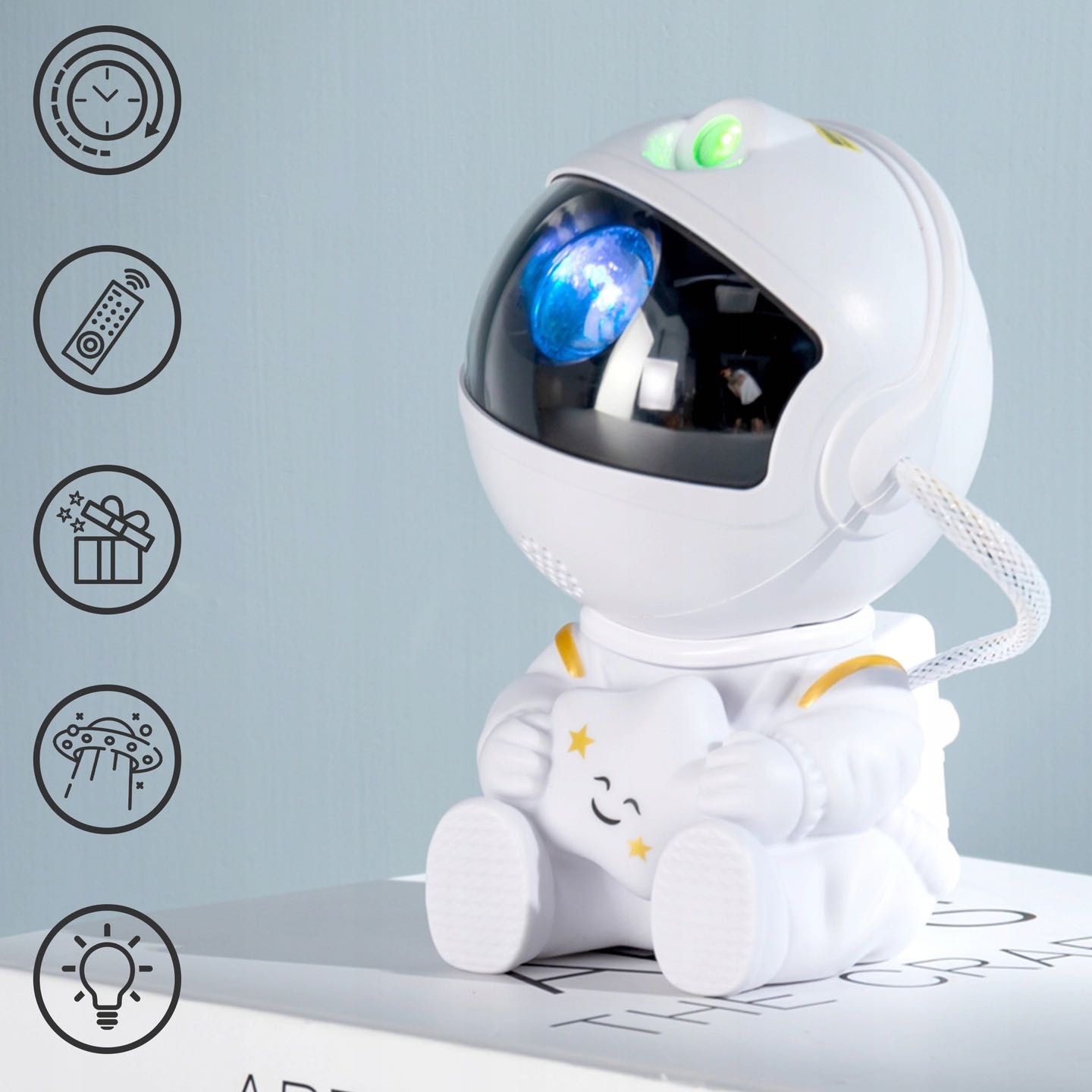 2x Projektor Gwiazd ASTRONAUTA Lampka Nocna aż 8 TRYBÓW + GRATIS