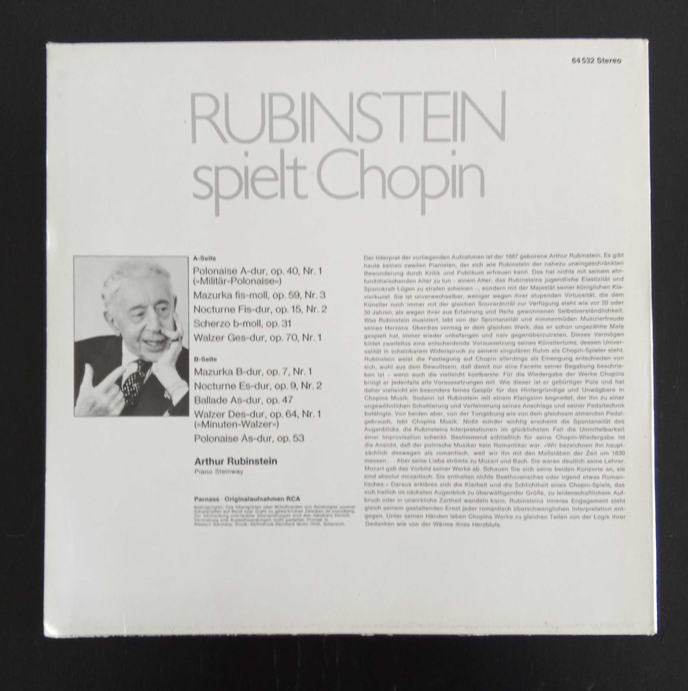 Vinyl LP Artur Rubinstein Spielt Chopin