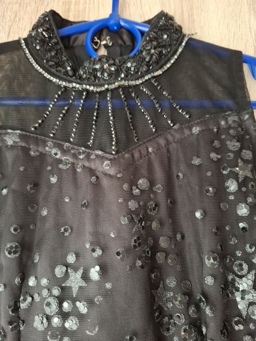 Zjawiskowa czarna sukienka święta świąteczna sesja gwiazdki 128 TKMAXX