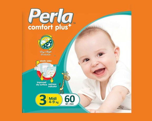 Памперси Perla Comfort plus 3 / 1 пачка / 60 штук