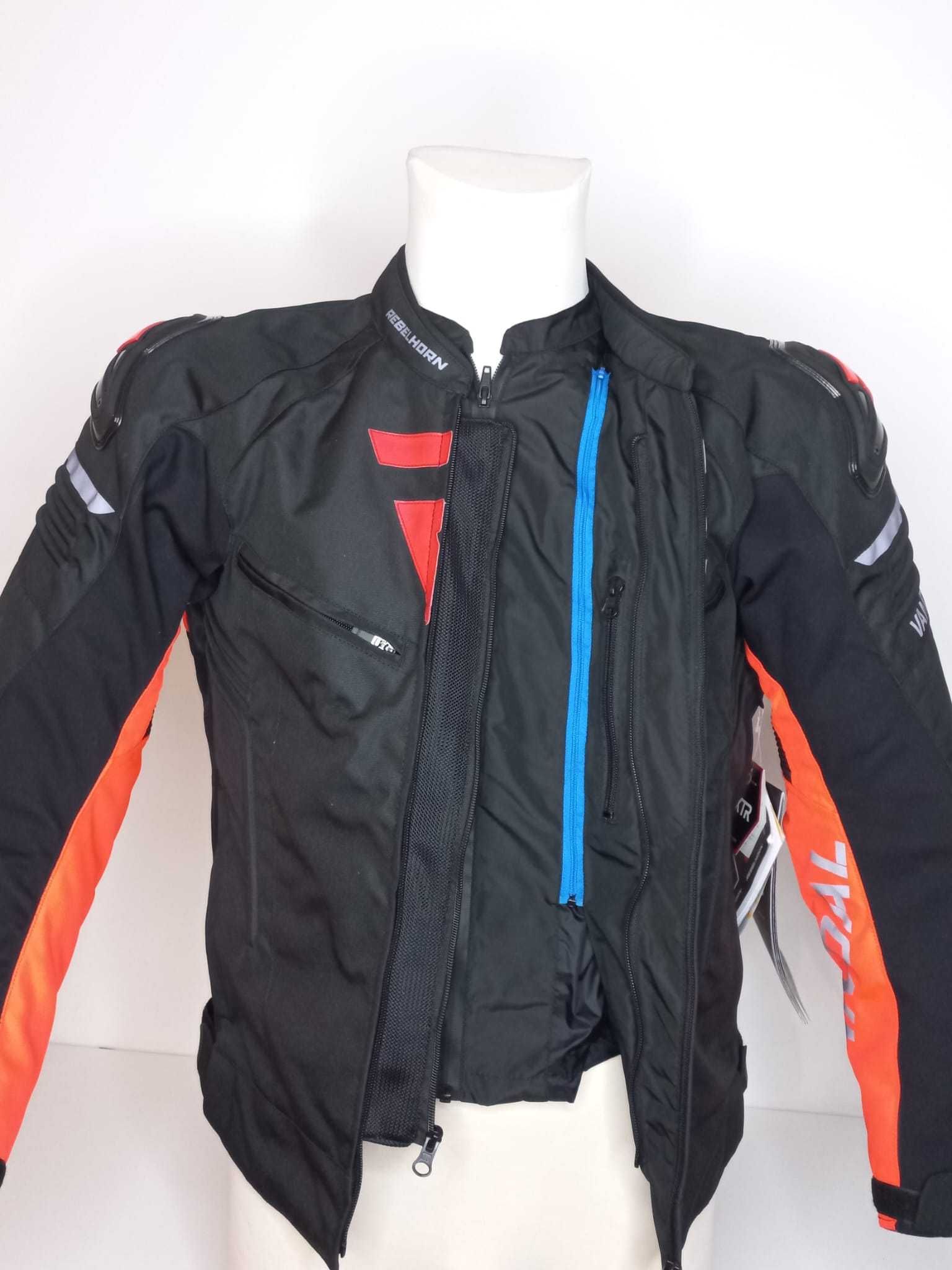 Męska Kurtka Motocyklowa Tekstylna Rebelhorn Vandal Black/Orange 4xl